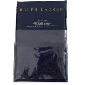 NEW $115 Ralph Lauren Cotton Percale Sheet!  Flat  Queen  Polo Navy Blue